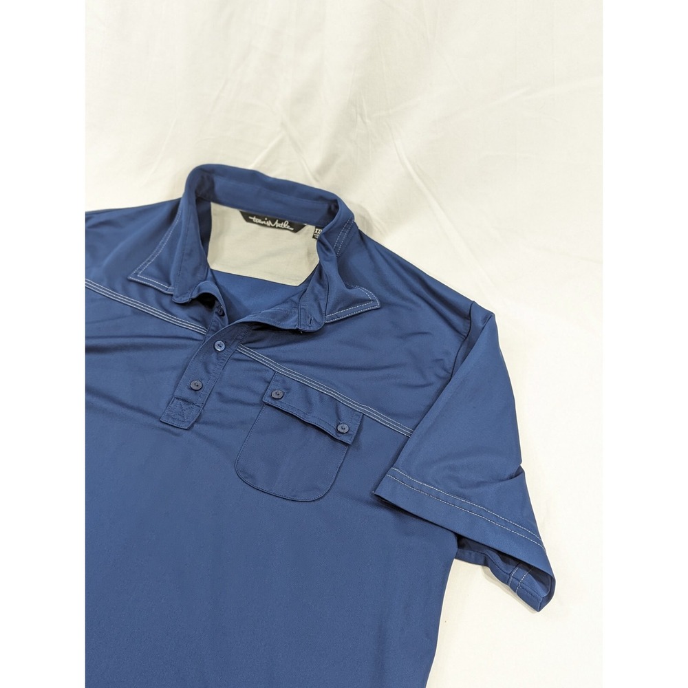Travis Mathew Golf Polo Short Sleeve Shirt Men 2XL XXL Blue Retro Style EUC